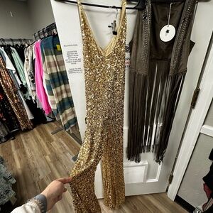 Gold Sequin Hippie Jumpsuit